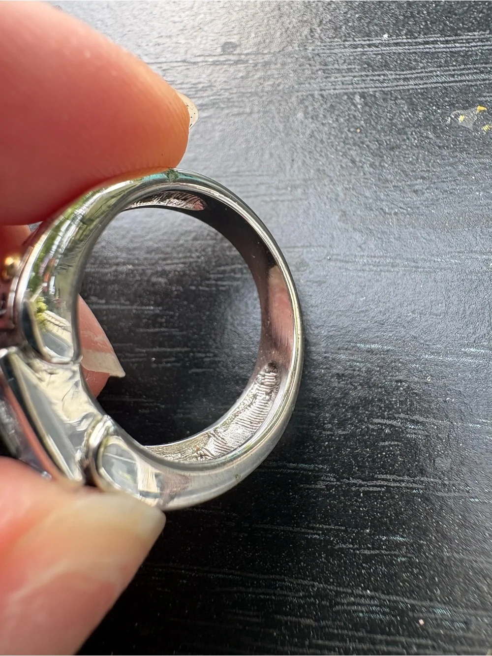 Silver Ring with Blue Square Gemstone - Size 7.5